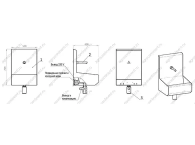 Умывальник сенсорный - чертёж