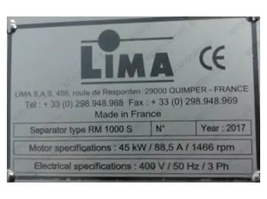 Шильдик Lima RM 1000 S