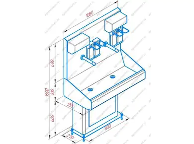 Умывальник сенсорный двухместный - схема